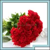 Dekorativa blommor kransar festliga hem Gardensingle Red Veet Rose Artificial Wholesale Lovers Gifts Vale Ottnv