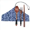 Bacchette Set di posate in legno giapponese Natura ambientale Forchetta in legno Cucchiaio Bacchette Coltello portatile Cucchiaio Tuta da viaggio Drop Delive Dh15W