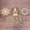 Table Mats 1pcs Wood Flower Of Life Energy Mat Sacred Geometry Wall Ornaments Art Home Decor Laser Cut Handmade Coasters