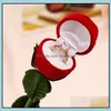 Schmuckschatullen Geschenk Hochzeit Boxen Rose geformt Ring Box Mini süße rote Tragetaschen für Ringe Display Schmuck Verpackung Drop Lieferung DHD4B