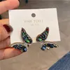 Pendientes colgantes de mariposa de cristal coloridos de Corea para mujer, accesorios de joyería para Fiesta de bodas con diamantes de imitación de lujo, 2022