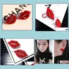 Stud Sexy Red Lip Diamond Orecchini a bottone Vintage Fill Strass Big Earring Women Girl Party Jewelry Regalo di San Valentino Drop Delivery Dhzt9