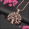 Pendant Necklaces Tree Of Life Pendant Necklace Women Chic Jewelry Crystal Statement Necklaces Pendants Christmas Gifts Bijoux Rose Dhblf