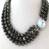 3 hilos Negro Peacock Round Pearl Collar Mabe Blister Pearl Clasp28716627619