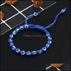 Beaded 20121 Handmade Braceletsturkey Blue Evil Eye Charm Bracelet For Women Braided String Rope Fatima Beads Chain Bangle Fashion J Dh1Vn