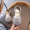 Zapatos planos Niñas Bling Princesa Mariposa Cristal Boda Niños Cuero Fiesta Zapato Perlas Tobillo Correa Sandalias Bebé Niño