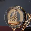 Bordklockor Copper Bird Clock Crafts Silent Sweep Needle Vardagsrum Dekoration Golden Gear Desk Timepiece Modern Heminredning