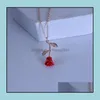 Kolye Kolyeler Romantik Kırmızı Gül Kolye Kolye Sevgililer Günü Hediye Kolayları Kız Arkadaş Tasarımcı Kadın Mücevher Aksesuarları Dh2OH