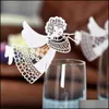 Greeting Cards Wholesale New Diy Flying Angel Laser Cut Wine Glass Cup Paper Card Table Place Name Cards For Wedding Birthday Party Dhxfs