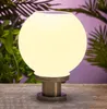 Round Ball Stainless Steel Solar Garden Lights Post Lamp Outdoor IP65 Waterproof 3800MAH Light For Garden Villa Backyard Patio Hotel 18leds