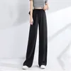 Women's Pants Capris Spring and Autumn Ladies Ice Silk Light Wide Leg Trousers Girl Solid Color High Waist Loose Wild Straight Casual 221109