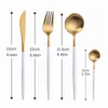 Conjuntos de utensílios de jantar 4pc White Gold Calheres de ouro Matte Tableware Spone