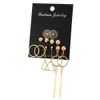 Accroupi nouvelles boucles d'oreilles créatives évider motif coeur de pêche figure géométrique gland Stud Set 6 paires Boucles d'oreilles