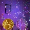 Stringhe Impermeabile Stella Luna Fata solare Luce da giardino esterna Lampada da strada Ghirlanda di illuminazione Stringa Decorazione natalizia 8 modalità LED festone