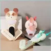 Other Household Sundries Usb Hand Held Folding Fan Mini Animal Holding With Makeup Mirror Comb Portable Travel Drop Delivery Home Ga Dhdrb