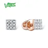 Stud VISTOSO Gold Earrings For Women 14K 585 Rose White Sparkling Diamond Dainty Round Cirle Trendy Fine Jewelry 2211093377192