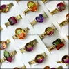 Couple Rings Wholesale 30Pcs Charm Fashion Sier Gold Mix Crystal Gemstone Rings Verlobungring Anniversary Couples Gifts Women Men Je Dh3Op