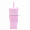 Tumblers Reusable Smoothie Tumbler Double Layer 700Ml Wide Mouth Boba Cup With Sts And Anti Slip Sile Sleeve Drop Delivery Home Gard Dhunj