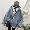 Jackets femininos Spring Autumn T Coat Logo Retro Denim Corean Versão Longa JK183 221109