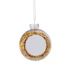 Sublimation 4 couleurs Pendentifs Transfert de chaleur thermique Patch Blnak de Noël Ornement transparent Floc Boule de Noël en plastique transparent Pendentif DIY Fret maritime A0013