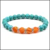 Bracelet en pierre Turquoise perlée oeil de tigre Agate blanche perle naturelle bijoux de luxe hommes Bracelets de perles livraison directe Dhitm