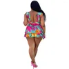 Tracksuits Plus Size Two Piece Set Women Floral Shirt And Pant Sexy Bodycon Outfit 2022 Casual Tank Top Female Fashion Beach Clothing