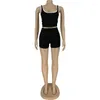 Damen-Trainingsanzüge, Sportbekleidung, Sommer-Set, Damenbekleidung, lässiges Tank-Crop-Top und Biker-Shorts, schmaler, figurbetonter 2-teiliger Trainingsanzug