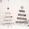Decorazioni natalizie Lettera Targa in legno stampata Ornamenti per alberi Stella Bowknot Campane Ciondolo in legno Tag appesi Decorazione per la casa