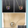 Pendant Necklaces Double Necklaces Pendants 18K Gold Sier Plated Crystal Circle Heart Pendant Necklac Drop Delivery Jewelry Dhhek