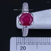 Clusterringen topkwaliteit zilveren kleur sieraden romantisch rood kristal kubieke zirkonia bloemring x0018 snel