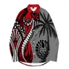 Męskie koszule 2022 Tahiti Polinezja w stylu Polinezja nadrukowana koszula Mężczyzna High Street Button Vintage CAMISA LONG SLEAWE MANES MARBY HABAIAN