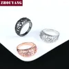 Anneaux de cluster Zhouyang Vintage Chunky Ring pour les femmes évider fleur creux artisanat couleur or rose bijoux de mode cadeau d'amitié R281