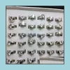 Con pietre laterali all'ingrosso 36Pcs 6Mm Band Crystal Zircon Rheinstone Anelli in acciaio inossidabile 316L Gioielli di moda Lady Donna Uomo Finger Dhxrz