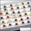 Cluster Rings Bk Lots 30Pcs Colorf Cz Crystal Luxury Metal Rings No Fade Size 1720 Women Wedding Engagement Lovers Jewelry Accessori Dhex1