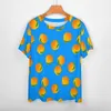 Camisa laranjas brilhantes camisetas impressão de frutas clássico de manga curta feminina feminina de camiseta de verão roupas da moda plus size 4xl 5xl