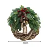 Decorative Flowers Christmas Artificial Wreath Handmade Bells Fake Easy Care Xmas Door Decor Hanging Garland Pendant For Party