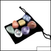 Piedra Piedra Irregar Siete Chakra Combinación de Energía Conjunto Natural Curación Cristal Piedras Preciosas Adornos Decoración Regalos Bolsa para Niños Otcy8