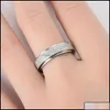 Band Rings Band Rings Women Steel Ring Men Girl Boy Anxiety Relief 6Mm Fidget Sier Gold Blue Stainless Jewelry Perfect Weddings Part Otvwv
