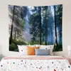 Tapisseries Misty Forest Tree Imprimé Grande Tapisserie Murale Hippie Suspendue Bohème Mandala Décor À La Maison Art