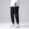 Männer Hosen Männer der Seitentaschen Cargo Harem Bänder Schwarz Hip Hop Casual Männlich Jogger Hosen Mode Streetwear