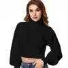 Suéteres Vintage, jerséis de cuello alto para otoño e invierno, Tops de punto básicos, Tops cortos para mujer, suéter de manga larga, Top para mujer