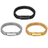 Roestvrij staal vierzijdige slijpketting armband 10 mm breed 19 21 23 cm lengte magnetische sluiting Bangle mannen polijsten pols sieraden F2352