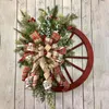 Flores decorativas Artificial Christmas Pine Cone Garlands requintada grinaldas de férias de madeira Rattan Garland Shopwindow Layout adereços