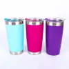 Tasses Gobelets réutilisables de 20 oz Gobelets de voiture en acier inoxydable Bouteilles d'eau à double paroi isolées sous vide Tasse de sublimation thermique Café Bière Boisson Tasse de voyage