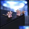 Stud Stud Trendy Mignon Cat Paw Boucles d'oreilles pour les femmes Fashiong Gold Rose Oreille d'oreille Pink Priw Print Bear and Dog Drop Livrot 2021 Mjfashio Othpv