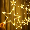 Stringhe AC85-285V 2.5M 138leds Led Star Curtain Light 8 modalità Luci stringa regolabili per la casa Camera da letto Decorazione natalizia