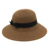 Chapeaux à large bord Mistdawn Fashion Floppy pliable dames femmes paille plage soleil été cloche chapeau chapeau melon ruban noir