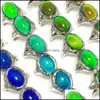 Cluster Rings Wholesale 30Pcs Emotional Color Change Gemstone Rings Mix Temperature Mood Friend Party Gifts Women Mencharm Fashion J Dheke
