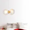 Candelabros de moda moderna nórdica, caja de cristal poligonal creativa, lámpara colgante LED para sala de estar, restaurante, Bar, vestíbulo, luz de 2/4/6 cabezales