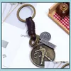 Keychains Lanyards 12 Constellation Keychain Cowe Zodiac Keychains Retro Woven Key Chain Bronze Keyring For Birthday Gift Drop Del Dh9N2